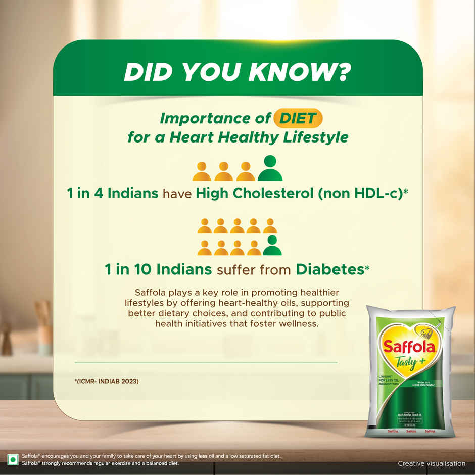 Saffola Tasty + Refined Rice bran & Corn Oil | 50% More Oryzanol | Multi-Source Edible Oil