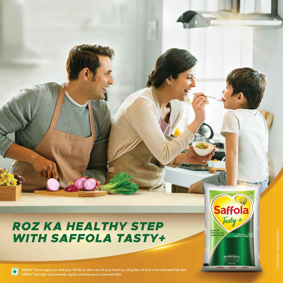 Saffola Tasty + Refined Rice bran & Corn Oil | 50% More Oryzanol | Multi-Source Edible Oil