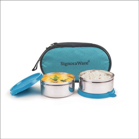 Mid Day Steel Lunch Box Food Grade Stainless Steel Blue
