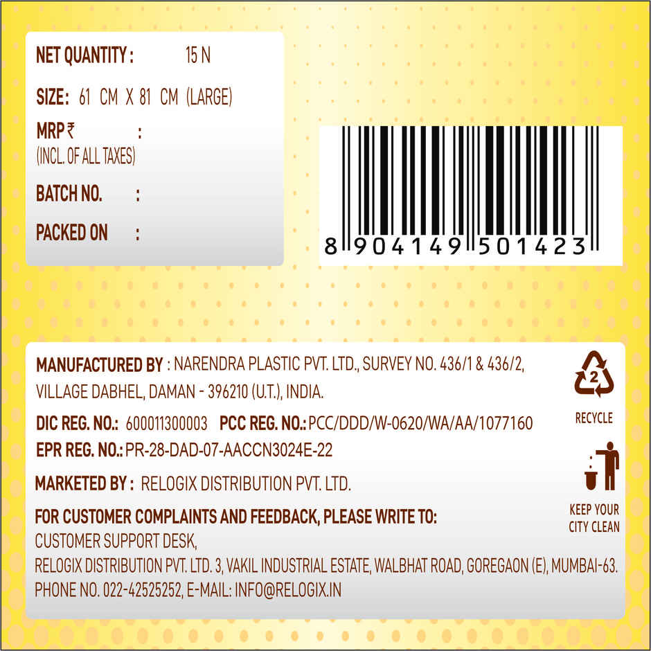 Crystal Large Black Garbage Bag Roll 24X32