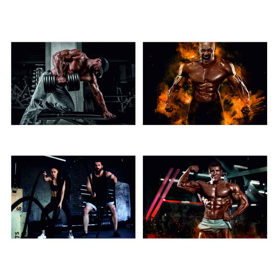 Paper Plane Design Motivational Gym/Fitness Workout Posters | Set of 10 | (12 Inch x 18 Inch) D4