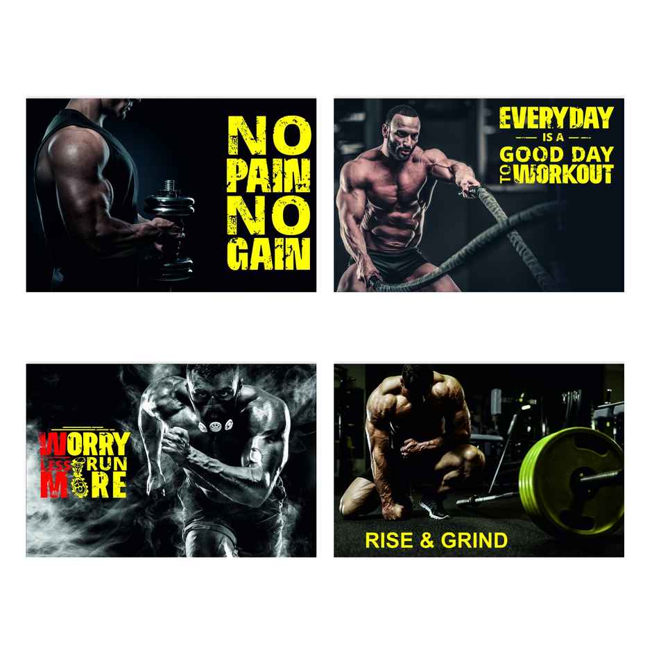 Paper Plane Design Motivational Gym/Fitness Workout Posters | Set of 10 | (12 Inch x 18 Inch) D1