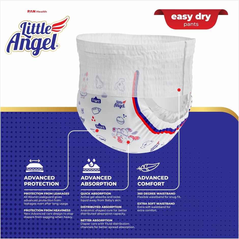 Little Angel Easy Dry Diaper Pants With 12 Hrs Absorption | L | Pack Of 62