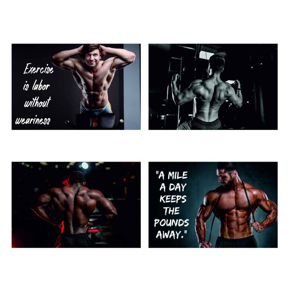 Paper Plane Design Motivational Gym/Fitness Workout Posters | Set of 10 | (12 Inch x 18 Inch) D4