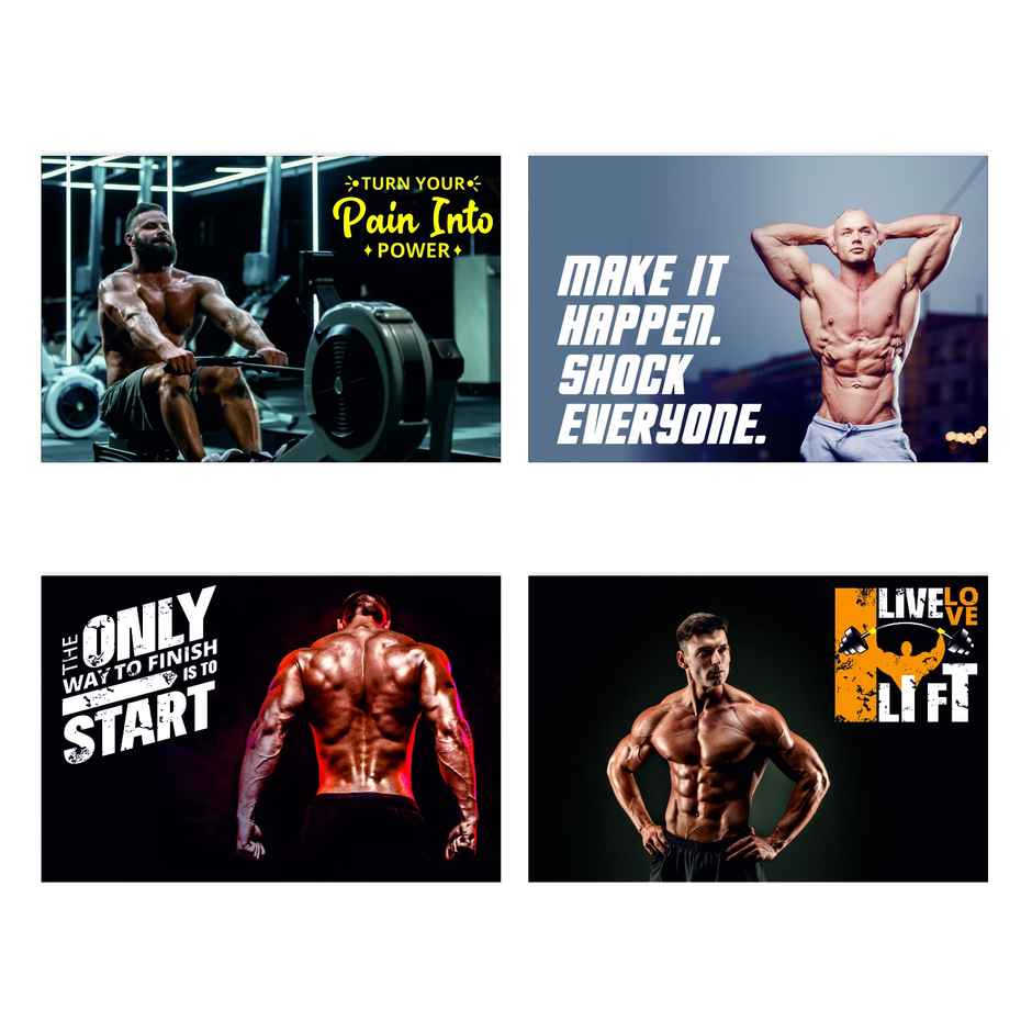 Paper Plane Design Motivational Gym/Fitness Workout Posters | Set of 10 | (12 Inch x 18 Inch) D1