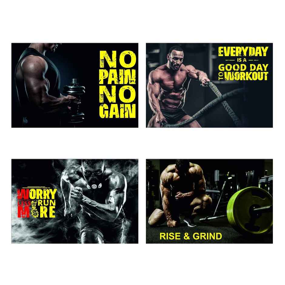 Paper Plane Design Motivational Gym/Fitness Workout Posters | Set of 10 | (12 Inch x 18 Inch) D1