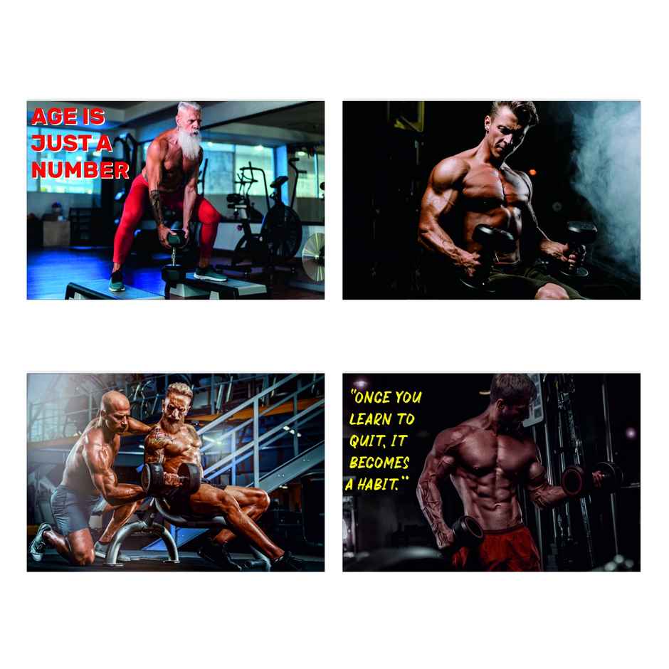 Paper Plane Design Motivational Gym/Fitness Workout Posters | Set of 10 | (12 Inch x 18 Inch) D5