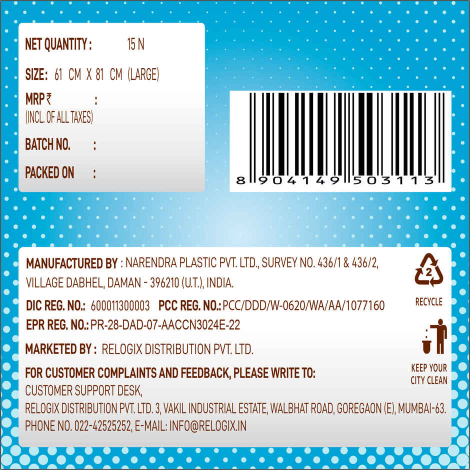 Crystal Large Blue Garbage Bag Roll 24X32 Combo