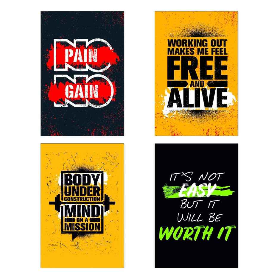 Paper Plane Design Motivational Gym/Fitness Workout Posters | Set of 10 | (12 Inch x 18 Inch) D11
