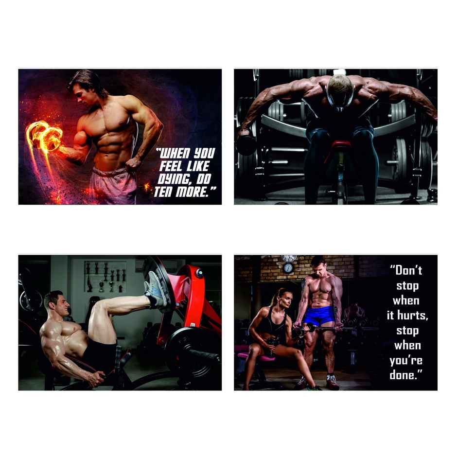 Paper Plane Design Motivational Gym/Fitness Workout Posters | Set of 10 | (12 Inch x 18 Inch) D3