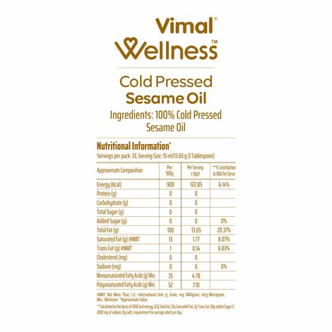 Vimal Sesame (Til-Gingelly) Cold Pressed Oil