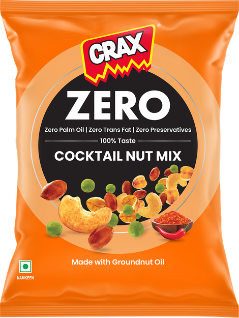 Crax Zero Cocktail Nut Mix Namkeen Snacks - No Palm Oil