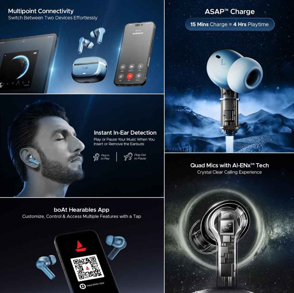 boAt Nirvana Space With 360 Spatial Audio, Anc(~32Db), 100Hrs Playback, Asap Charge