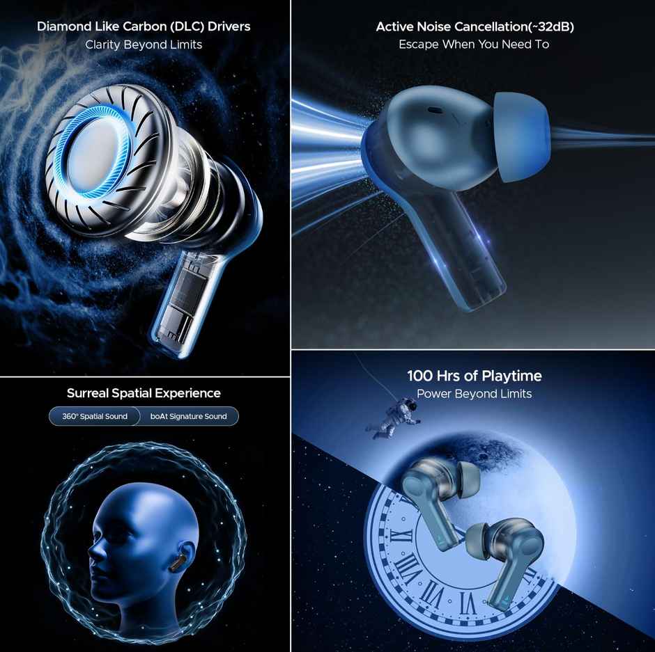 boAt Nirvana Space With 360 Spatial Audio, Anc(~32Db), 100Hrs Playback, Asap Charge