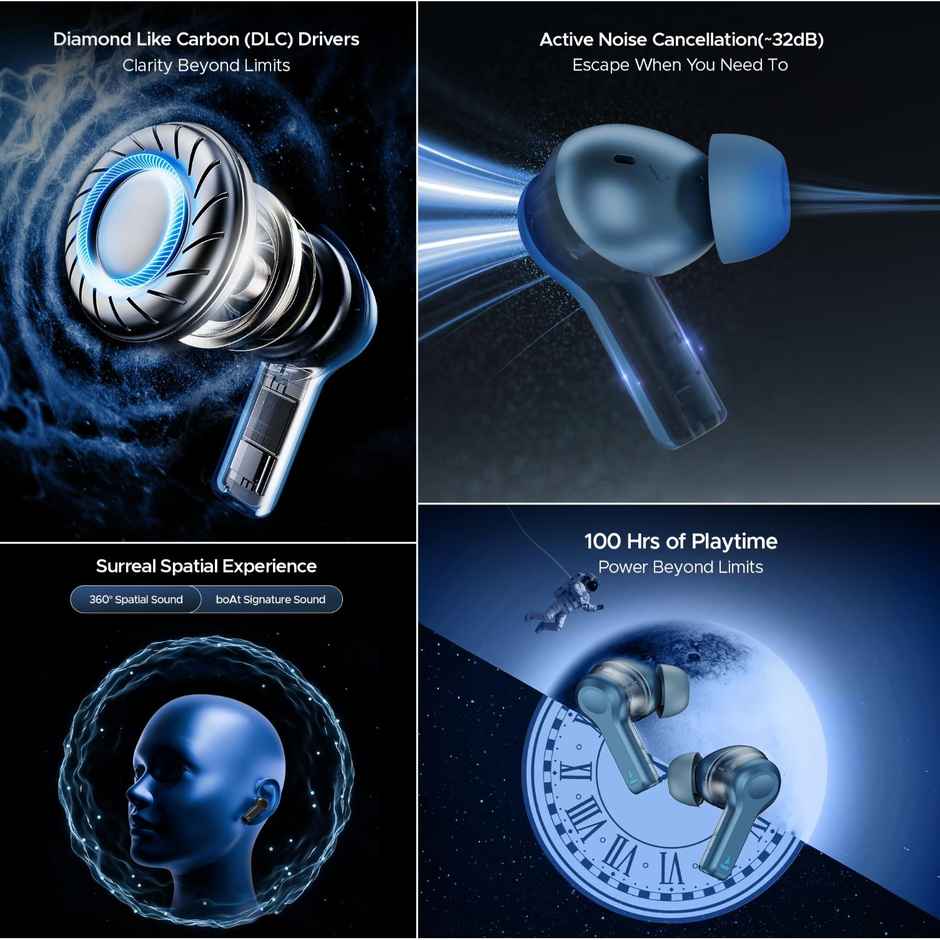 boAt Nirvana Space With 360 Spatial Audio, Anc(~32Db), 100Hrs Playback, Asap Charge