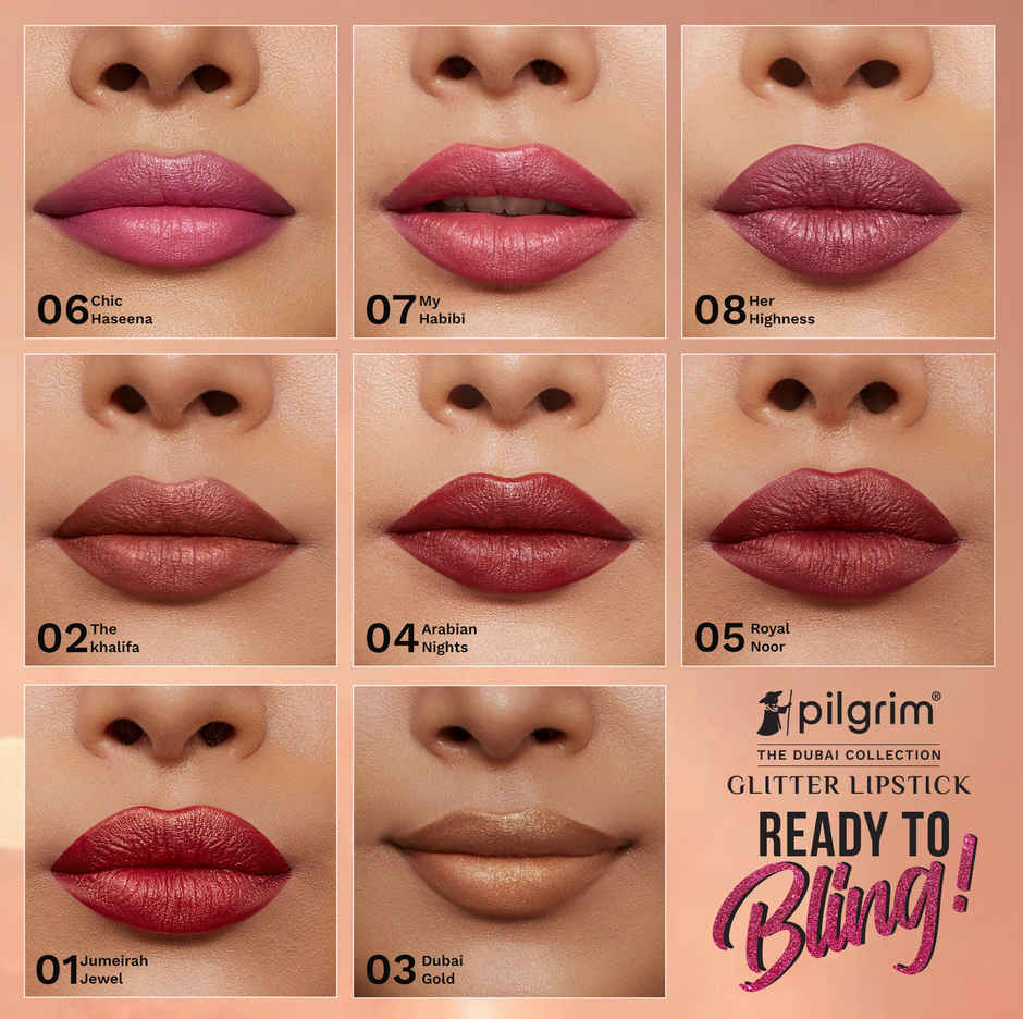 Pilgrim Dubai Luxe Lifestyle My Habibi 07 Glitter Lipstick For Women