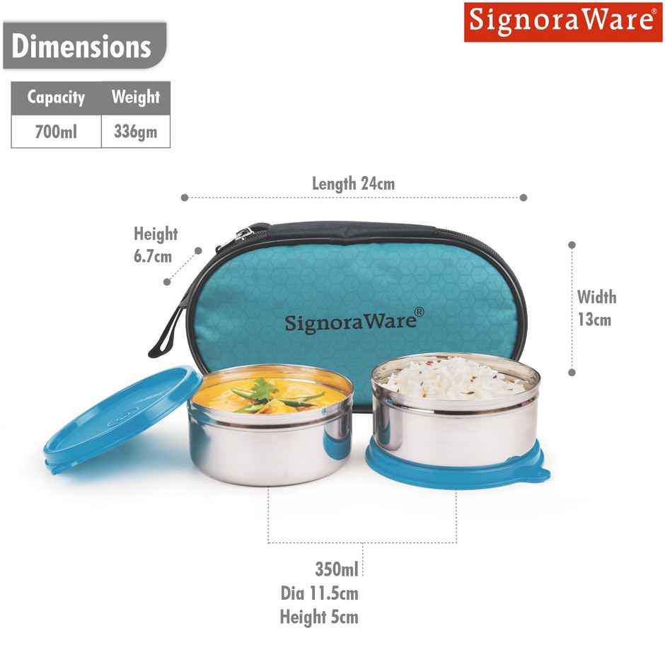 Mid Day Steel Lunch Box Food Grade Stainless Steel Blue