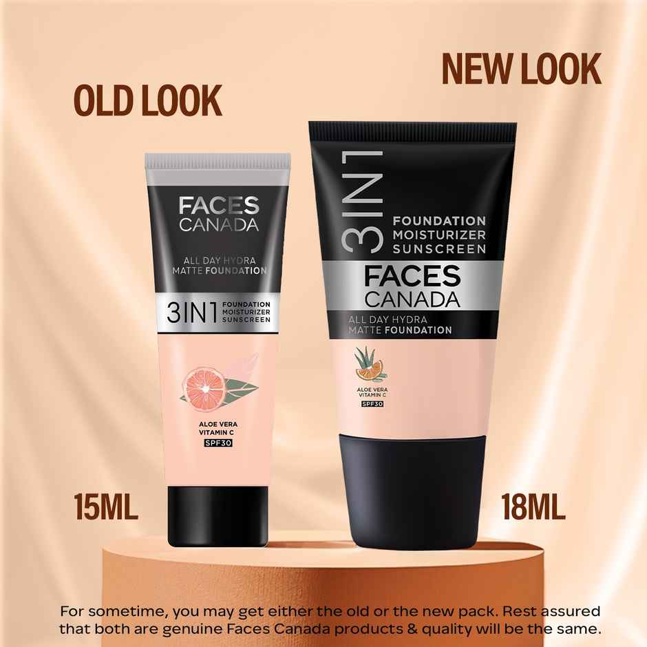 Faces Canada 3in1 All Day Hydra Matte Foundation + Moisturizer + SPF 30 | Rose Ivory 011