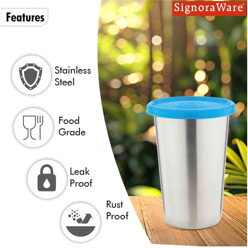 Signoraware Steel Tumbler | 420 ml | Blue