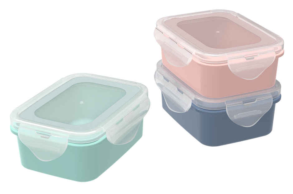 All Time Lock & Safe Storage Container Set of 3 (350 ml x 3) (Assorted Color)