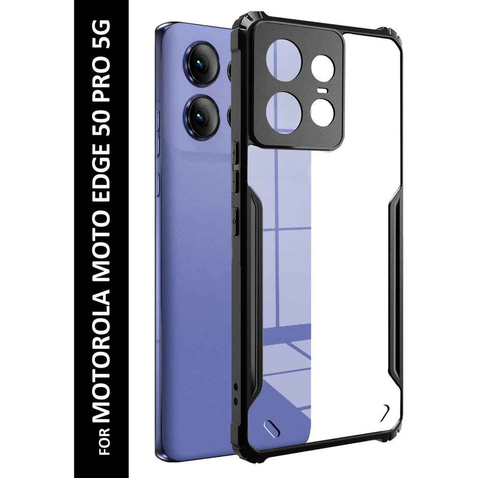 Kwine Case Motorola Moto Edge 50 Pro Back Cover - Black Bordered Transparent Case