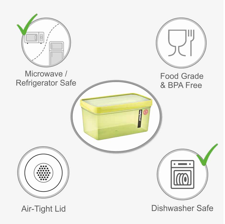 NAYASA Fusion Bread Box Small | Bpa Free & Food Grade | Microwave Safe Container | Green