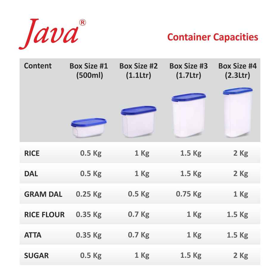Java 1.7 L Oval Plastic Bottom Container With Blue Lid - Transparent
