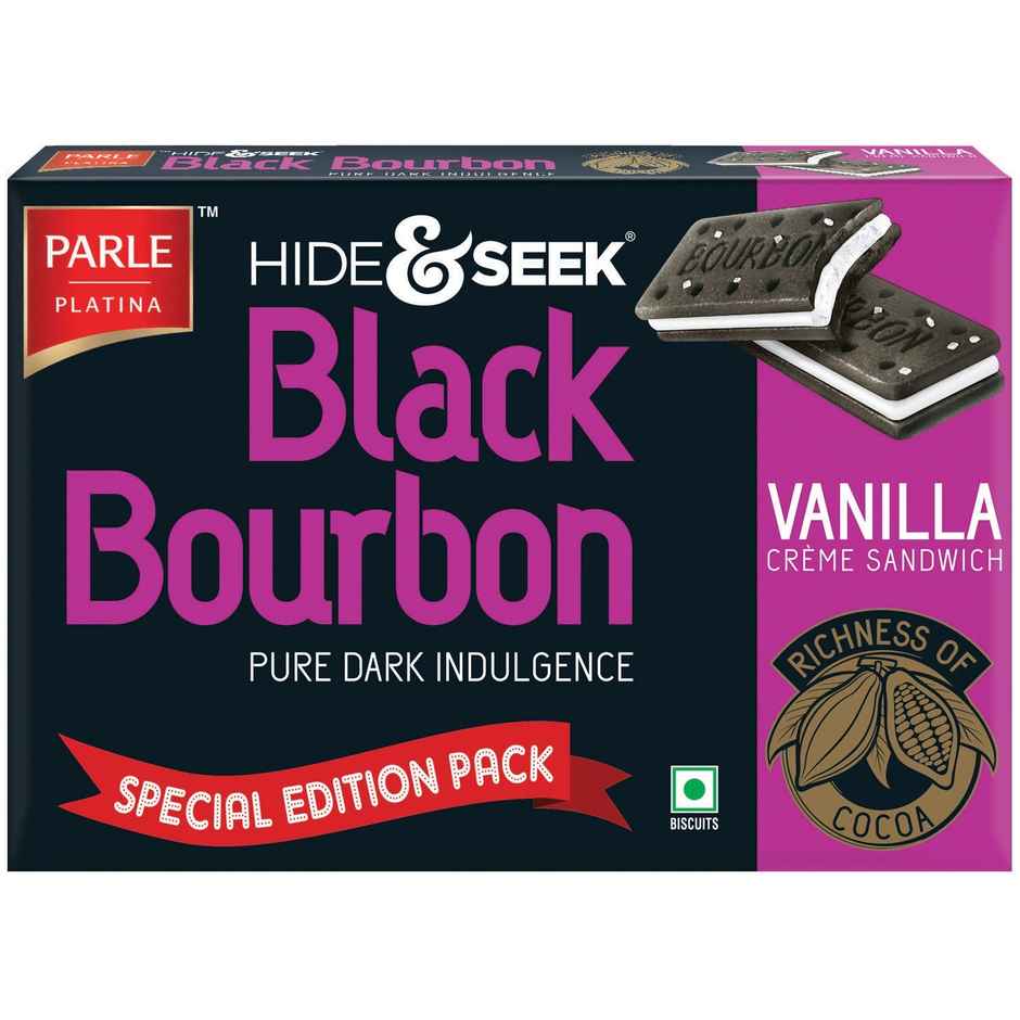 Parle Hide & Seek Black Bourbon Vanilla Cream Biscuits | Artificial Colour-free Combo