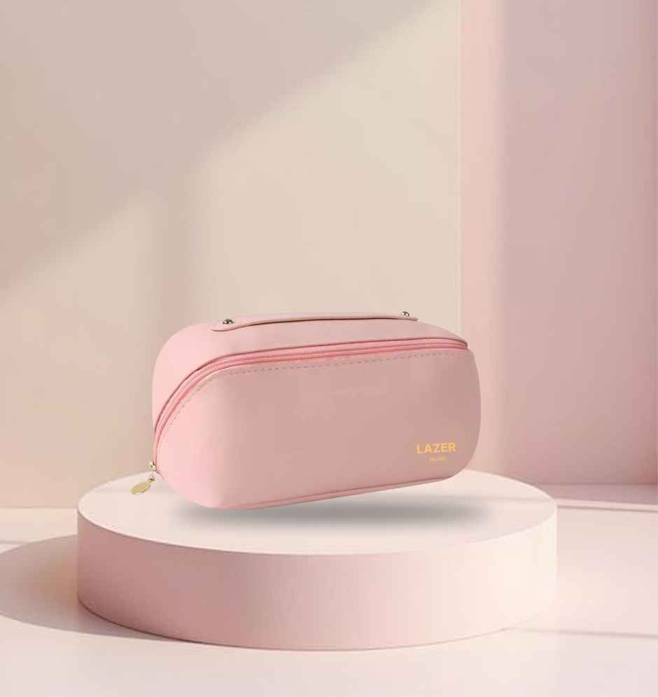 Lazer Travel Cosmetic Makeup Pouches for Women Travel Organizer Bag | Pink