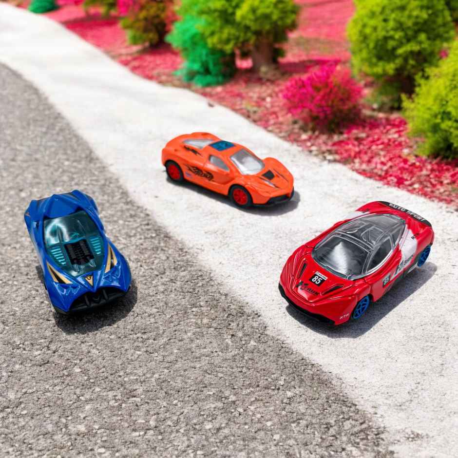 Toybharat Free Wheel Metal Car Set 3 Pc | Multicolour | Travel Toys | Birthday Gift | Assorted