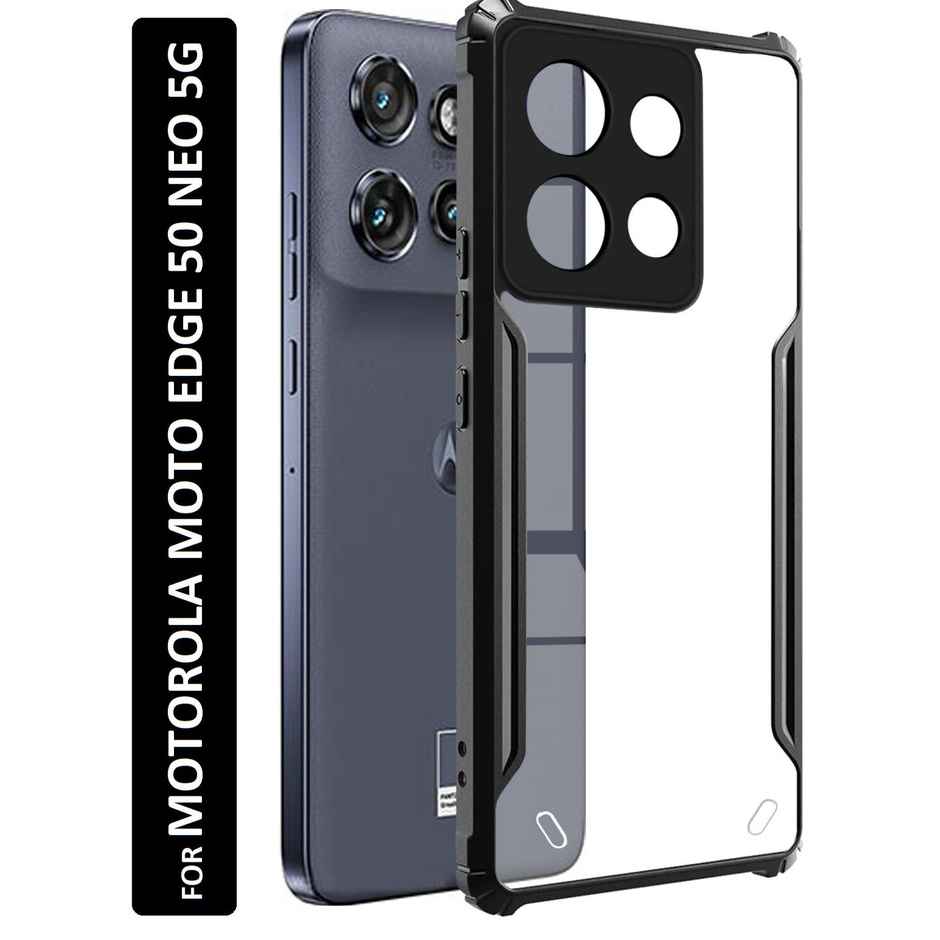 Kwine Case Motorola Moto Edge 50 Neo 5G Back Cover - Black Bordered Transparent Case
