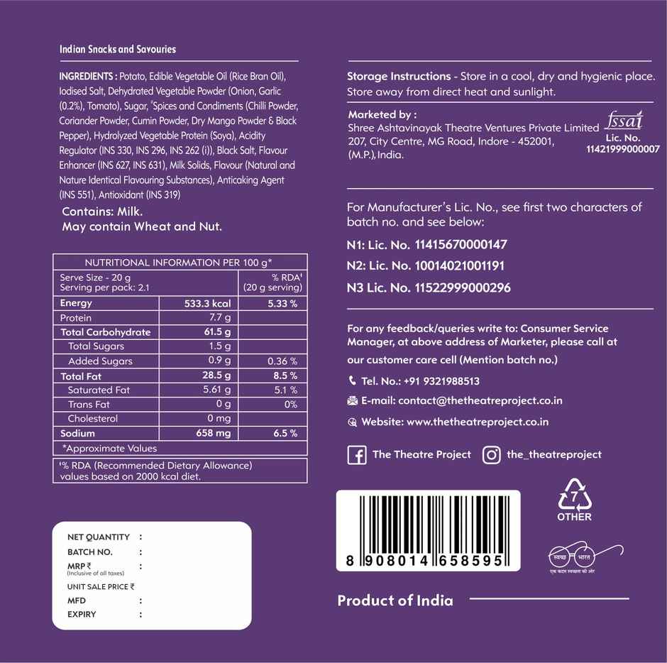 The Theatre Project Crinkle Cut-Exotic Indian Spcies