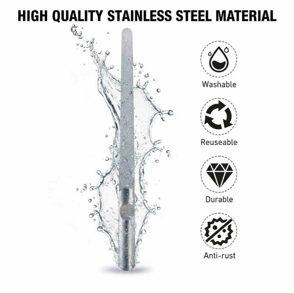 Midazzle Large Stainless Steel Nail Filer - Silver |MINF3801