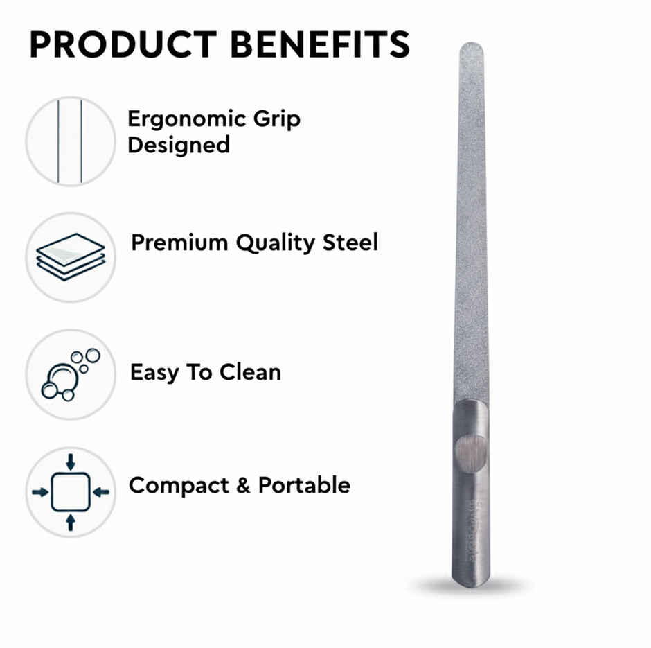 Midazzle Large Stainless Steel Nail Filer - Silver |MINF3801