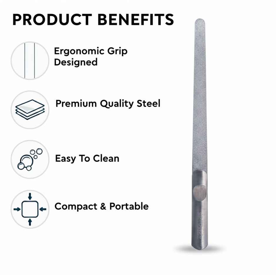 Midazzle Large Stainless Steel Nail Filer | Silver | MINF3801