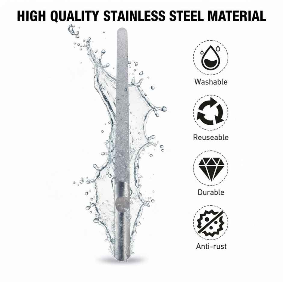 Midazzle Large Stainless Steel Nail Filer | Silver | MINF3801