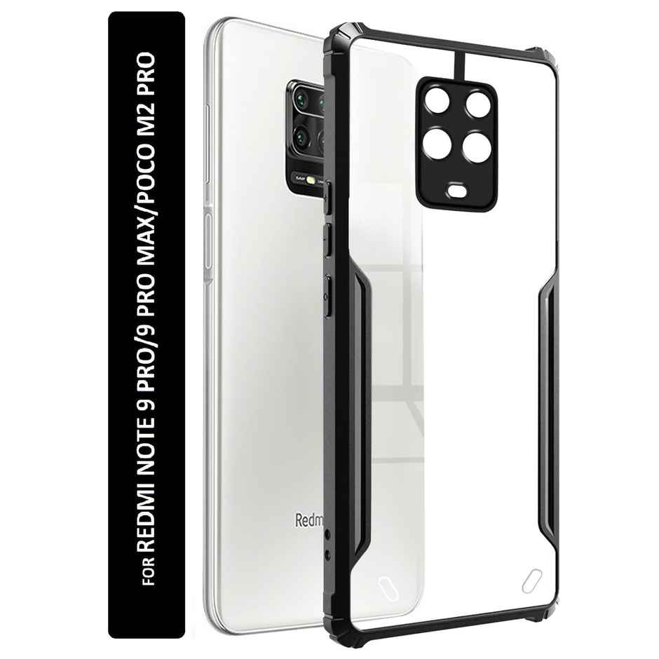 Kwine Case Redmi Note 9 Pro / 9 Pro Max / Poco M2 Pro Back Cover - Black Bordered Transparent Case