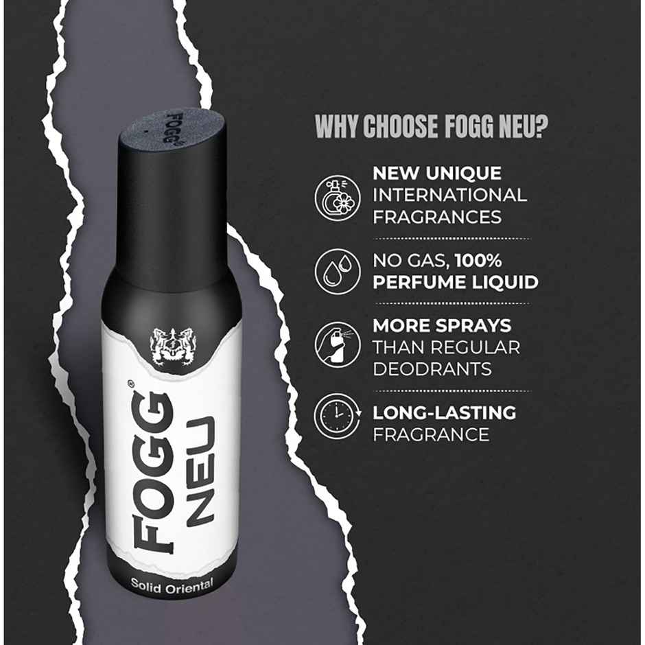 Fogg Neu Solid Oriental No Gas Long Lasting Perfume Deodorant Spray | Unisex