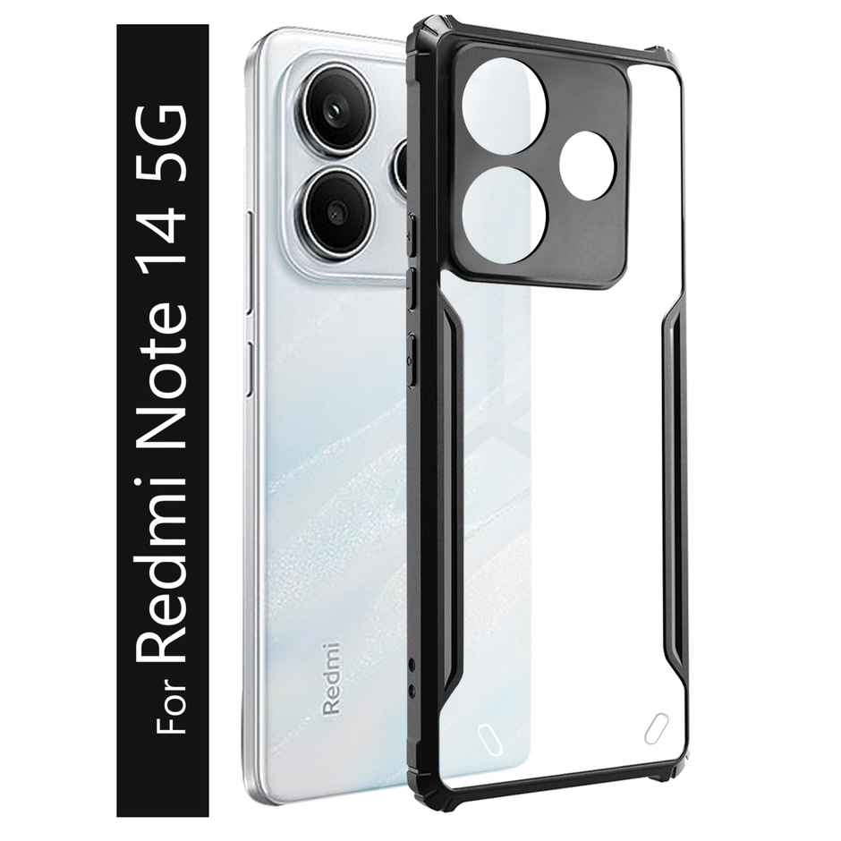 Kwine Case Redmi Note 14 Back Cover - Black Bordered Transparent Case