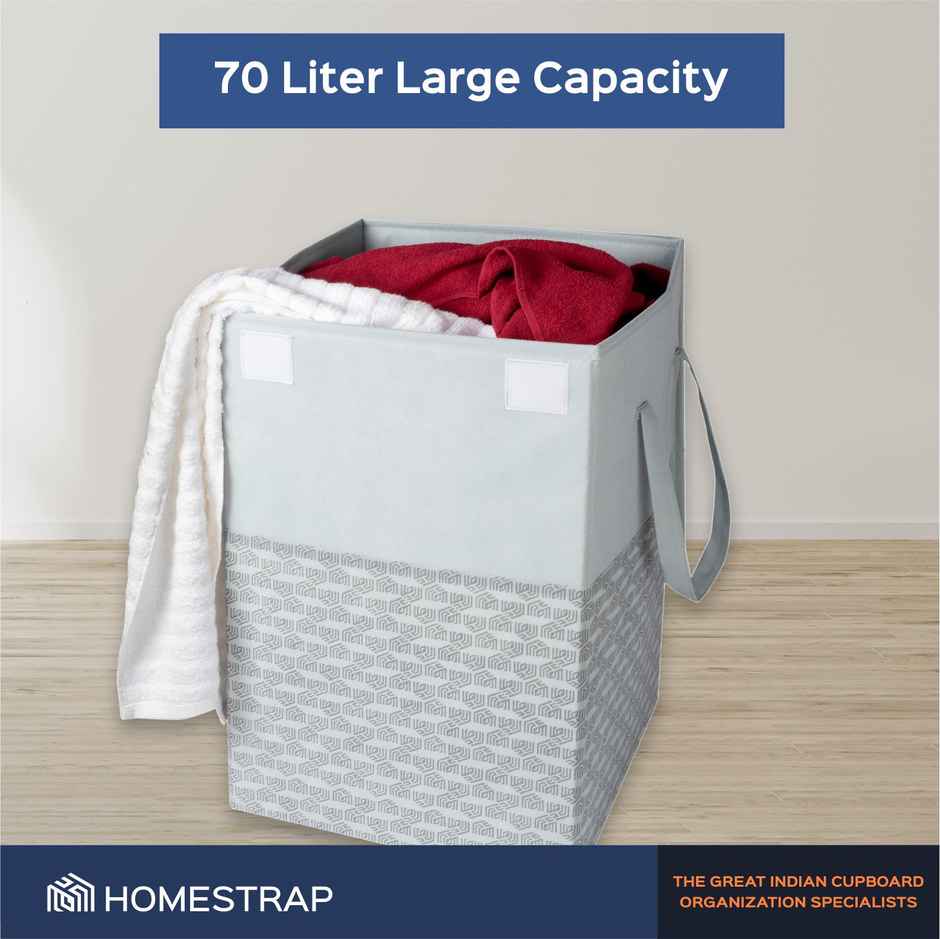 Homestrap Printed Foldable Laundry Basket With Lid