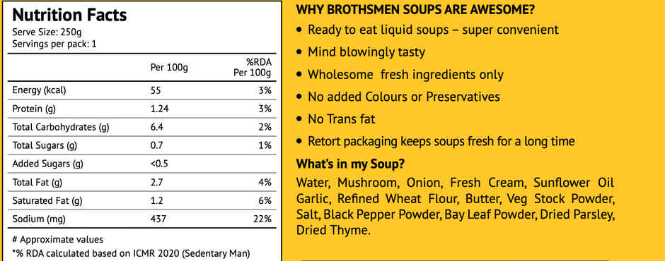 Brothsmen Creamy Mushroom Ready-to-Eat Liquid Soup