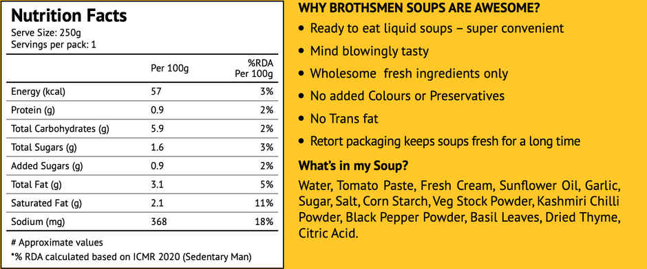 Brothsmen Tomato Basil Ready-to-Eat Liquid Soup