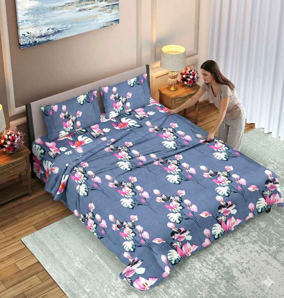 Dream Living Double Bedsheet Set | Blue 210 x 220 cm