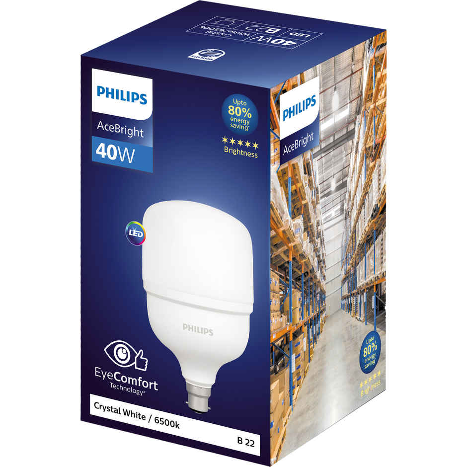 Philips Acebright 40 W Led Bulb (Crystal White) | B22 Base Holder