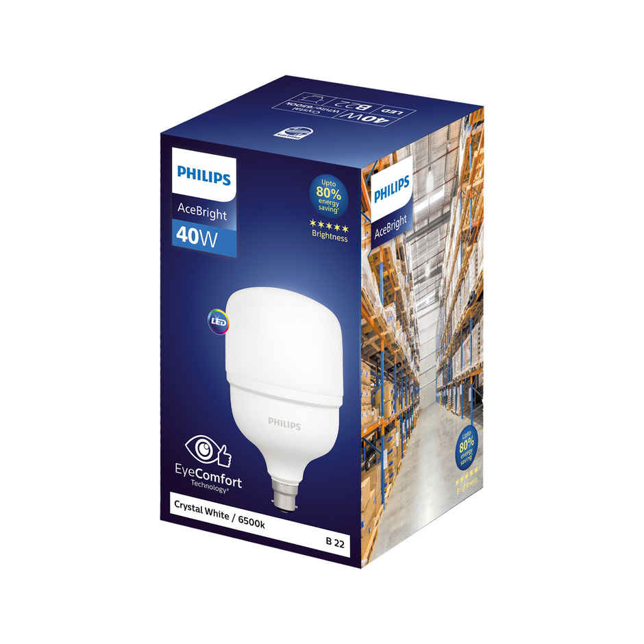Philips Acebright 40 W Led Bulb (Crystal White) | B22 Base Holder