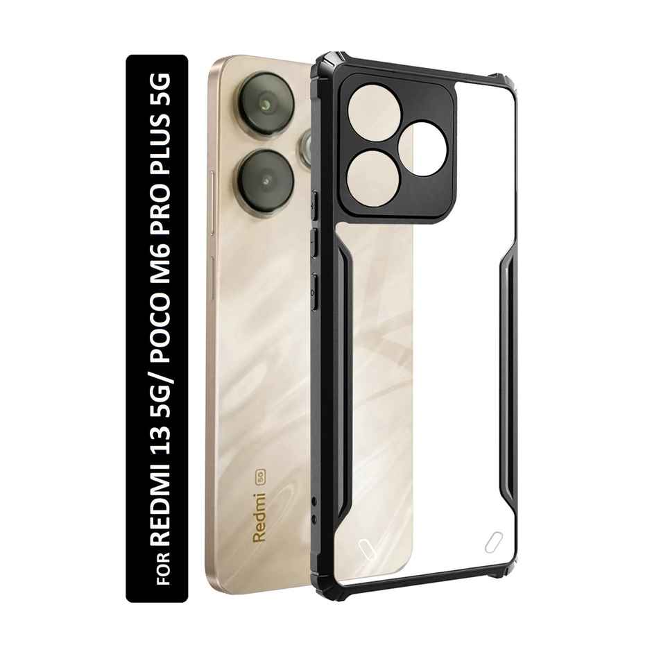 Kwine Case Redmi 13 5G / Poco M6 Plus 5G Back Cover - Black Bordered Transparent Case