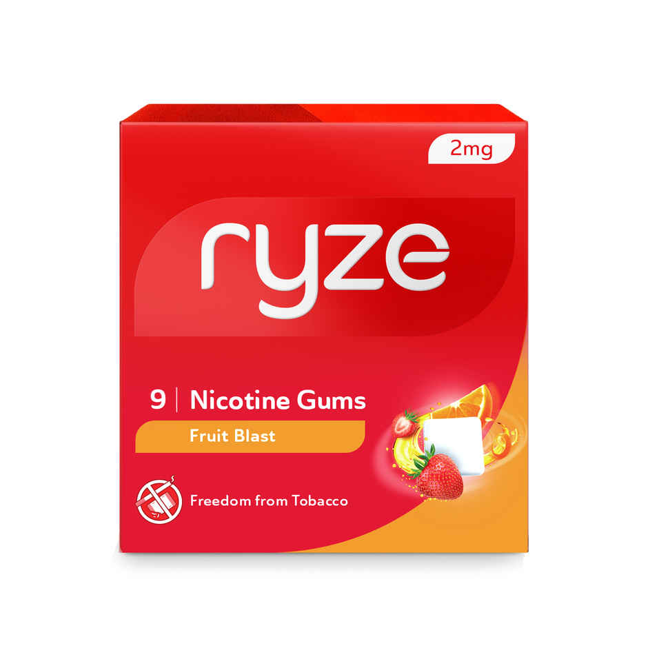 Ryze Nrt 2Mg (Fruit Blast) Nicotine Gums Single Pack - 9 Gum Blister Combo  