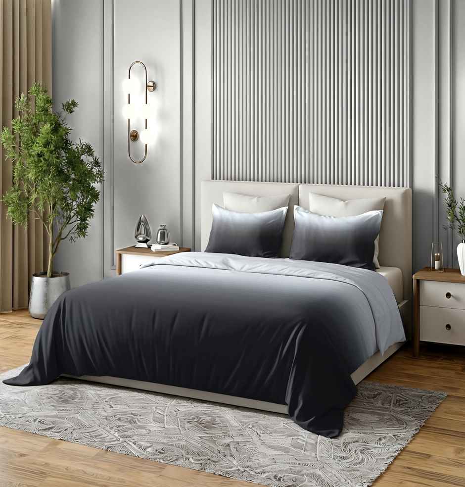 Dream Living Ombrey Double Bedsheet Set | Grey - 220 x 250 cm