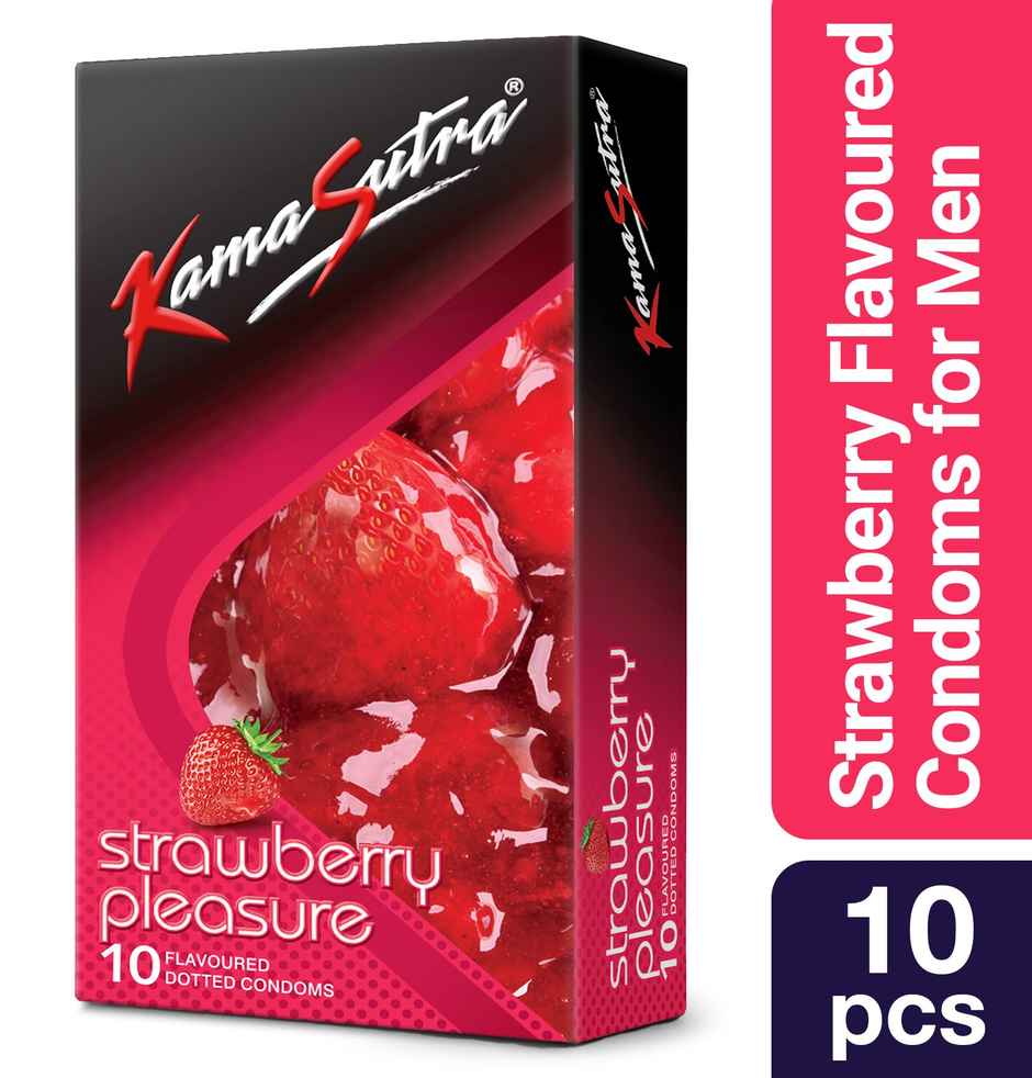 Kama Sutra Strawberry Pleasure Flavoured Condoms(10pc) & Kama Sutra Personal Lube Strawberry(50ml) Combo