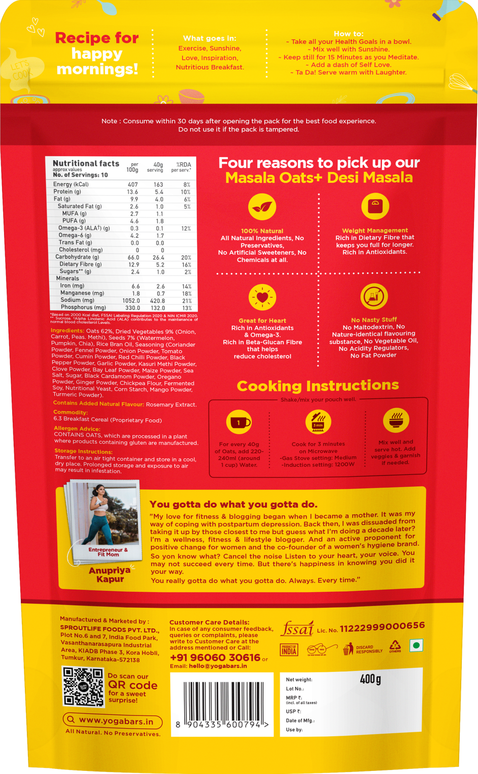 Yogabar Veggie Masala Oats